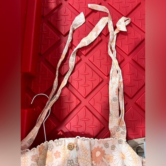 LC Lauren Conrad tan peach flower floral dress petite XL PXL - Picture 10 of 12